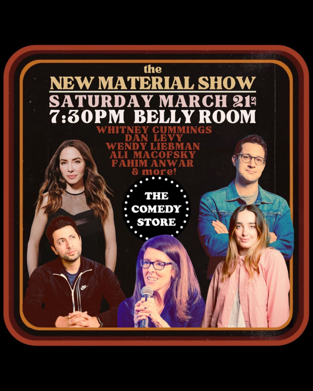 Flyer for New Material Show with Dan Levy
