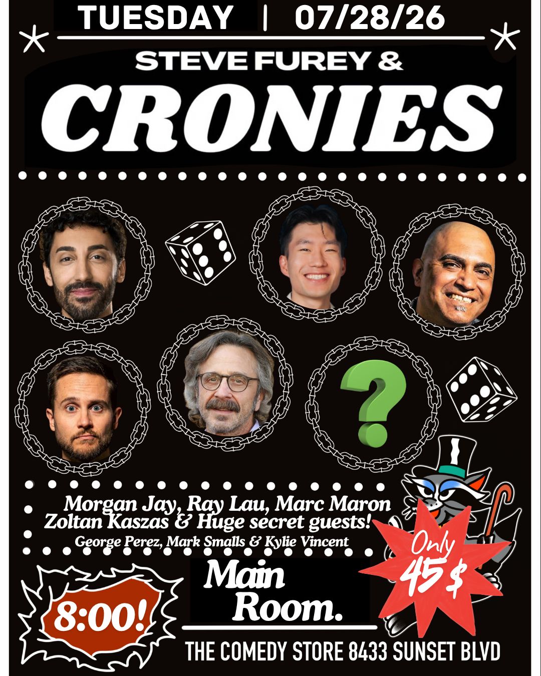 Flyer for Steve Furey & Cronies