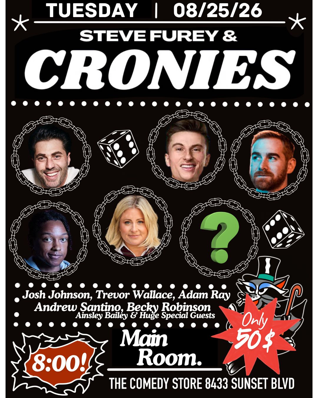 Flyer for Steve Furey & Cronies