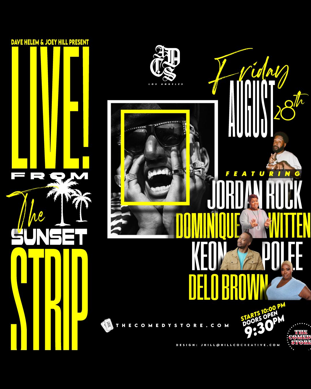 Flyer for Dave Helem and Joey Hill present A Dope Comedy Show
