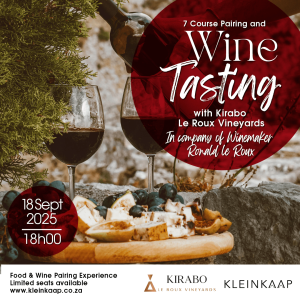 7 Course Wine Pairing at Kleinkaap Restaurant | 18 September '25