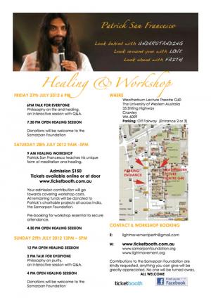 Patrick San Francesco, Healing Workshop