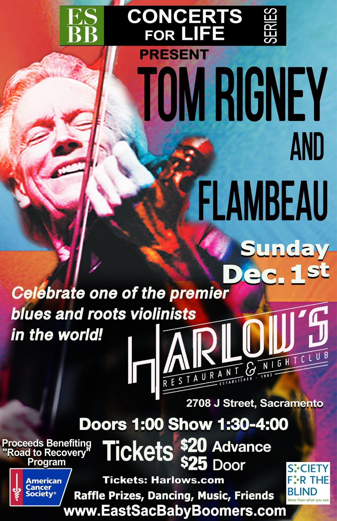 Tickets for Tom Rigney and Flambeau in Sacramento from Harlows