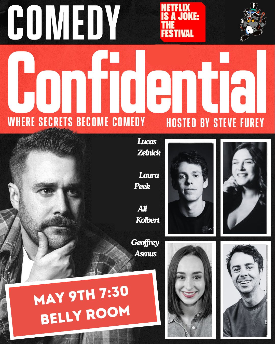Flyer for Netflix Is A Joke Presents: Comedy Confidential with Steve Furey