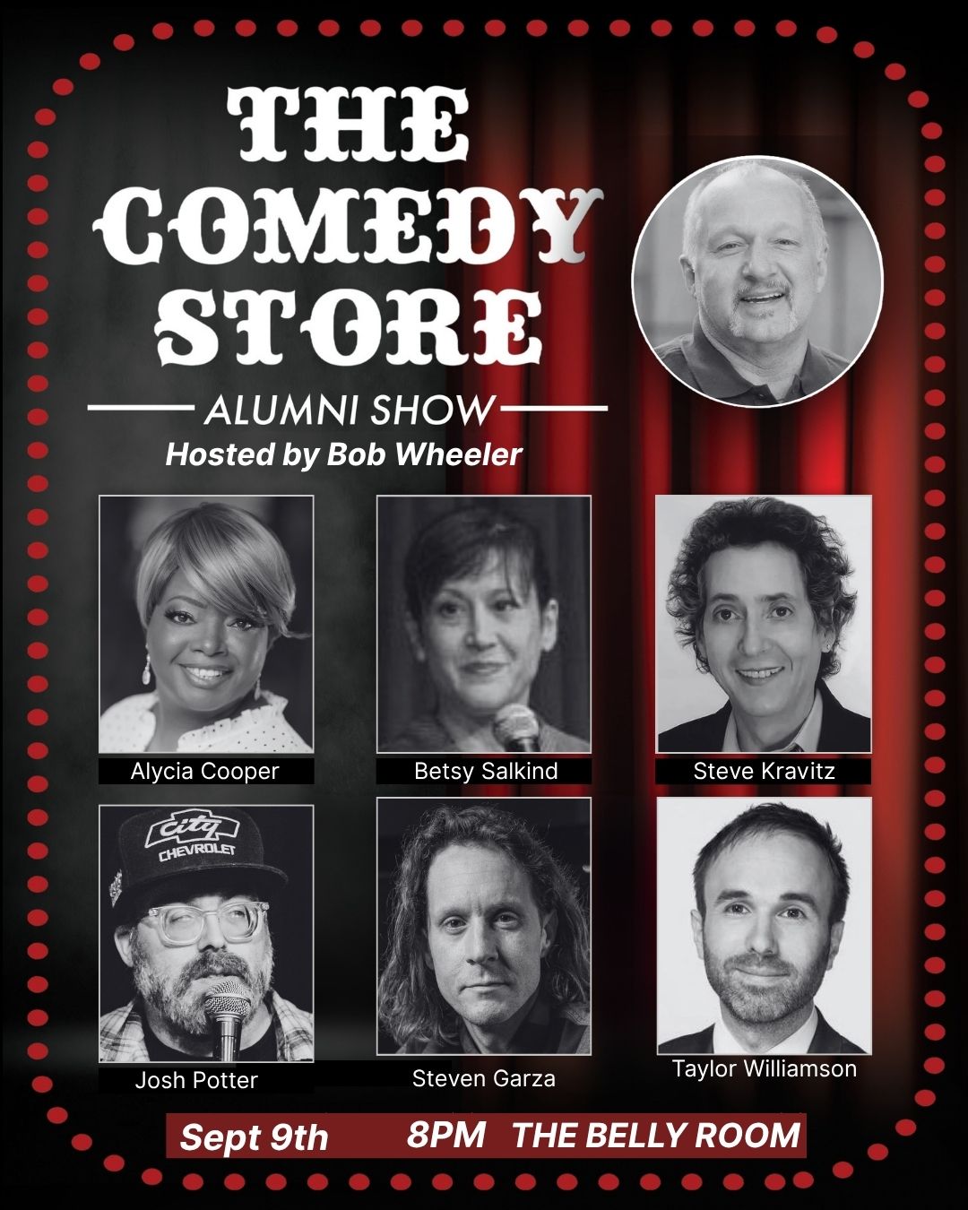 Flyer for The Comedy Store Alumni Show Hosted by Bob Wheeler