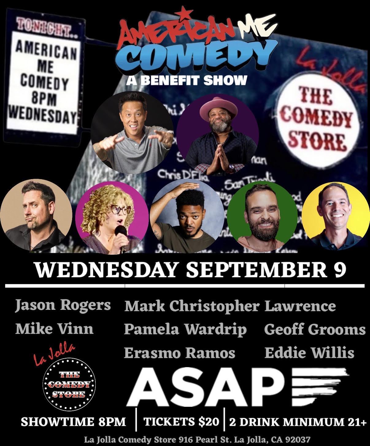 Flyer for American Me Comedy