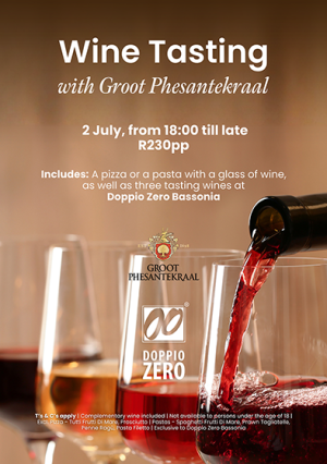 Doppio Zero Bassonia Wine Tasting with Groote Phesantekraal