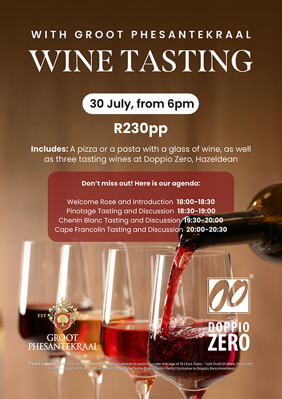 Doppio Zero Hazeldean Wine Tasting with Groote Phesantekraal