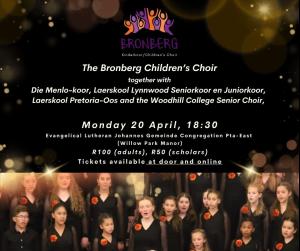 Choir Festival with Bronberg Children's Choir, Menlo-Koor, L/S Lynnwood, L/S Pretoria-Oos,  Woodhill College High School Choirs