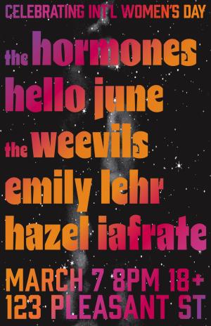 123's International Women's Day Celebration feat. The Hormones, Hello June, The Weevils, Emily Lehr, Hazel Iafrate
